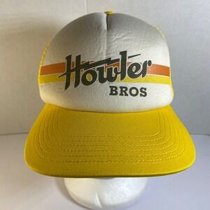 Howler Bros Structured Snapback Hat Electric Stripe Yellow Stone Trucker NWT